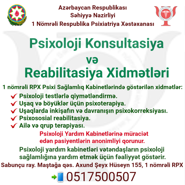 Vətəndaşlarımıza psixoloqlardan ilkin yardım.